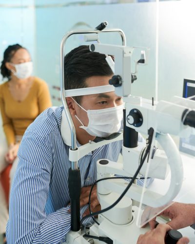 Man Checking Eyes for Glaucoma